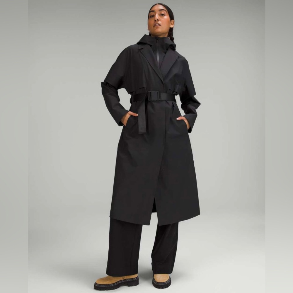 Women’s Lululemon Belted Rain Trench Coat with Hood, Size 10
